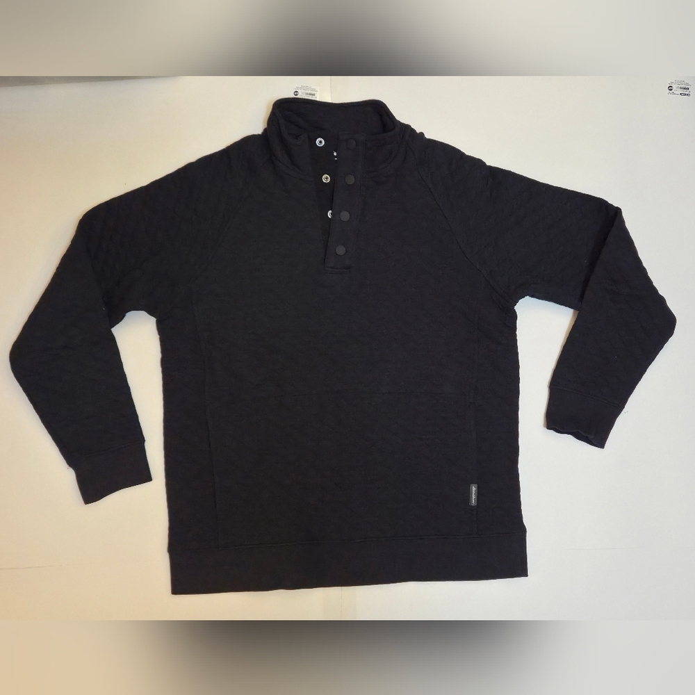 Eddie Bauer Black Quilted Pullover Sweater Men's Small UGC